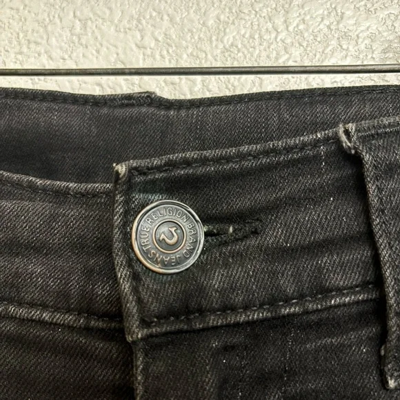 True Religion Geno Relaxed Slim Black Distressed Moto Jean Y2K Grunge Streetwear - Picture 7 of 13